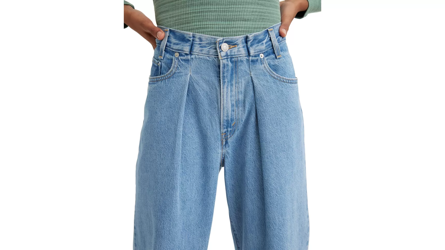 Best Sale Baggy Dad-Broek Met Vouw En Plooi Dames Broeken