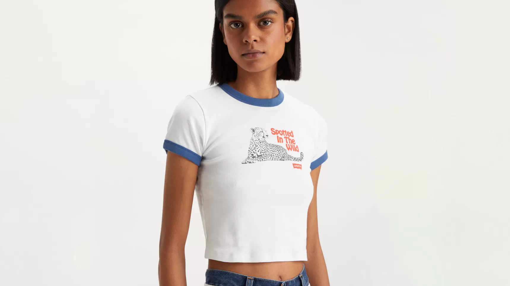 Outlet Graphic Ringer Mini-T-Shirt Dames Tops & T-Shirts