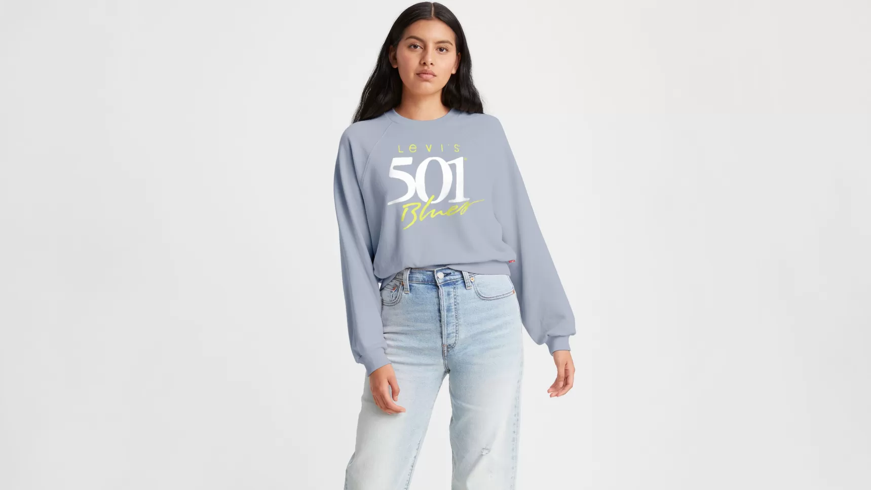 Shop Graphic Vintage Crew 501 Blues Fleece Dames Truien & Sweaters