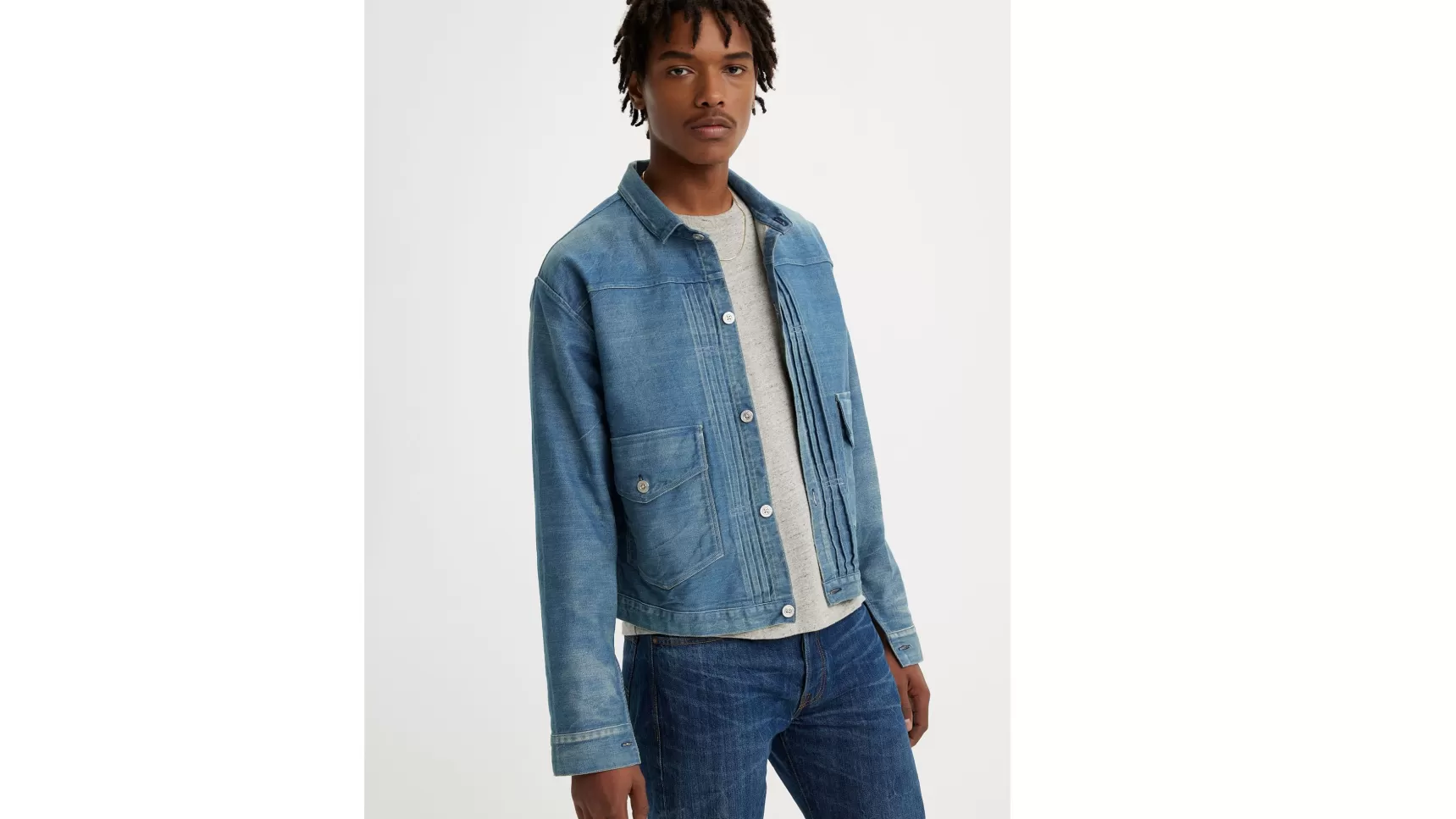 Store ® Vintage Clothing 1879 Pleated Blouse Jack Heren Spijkerjassen & Sherpas