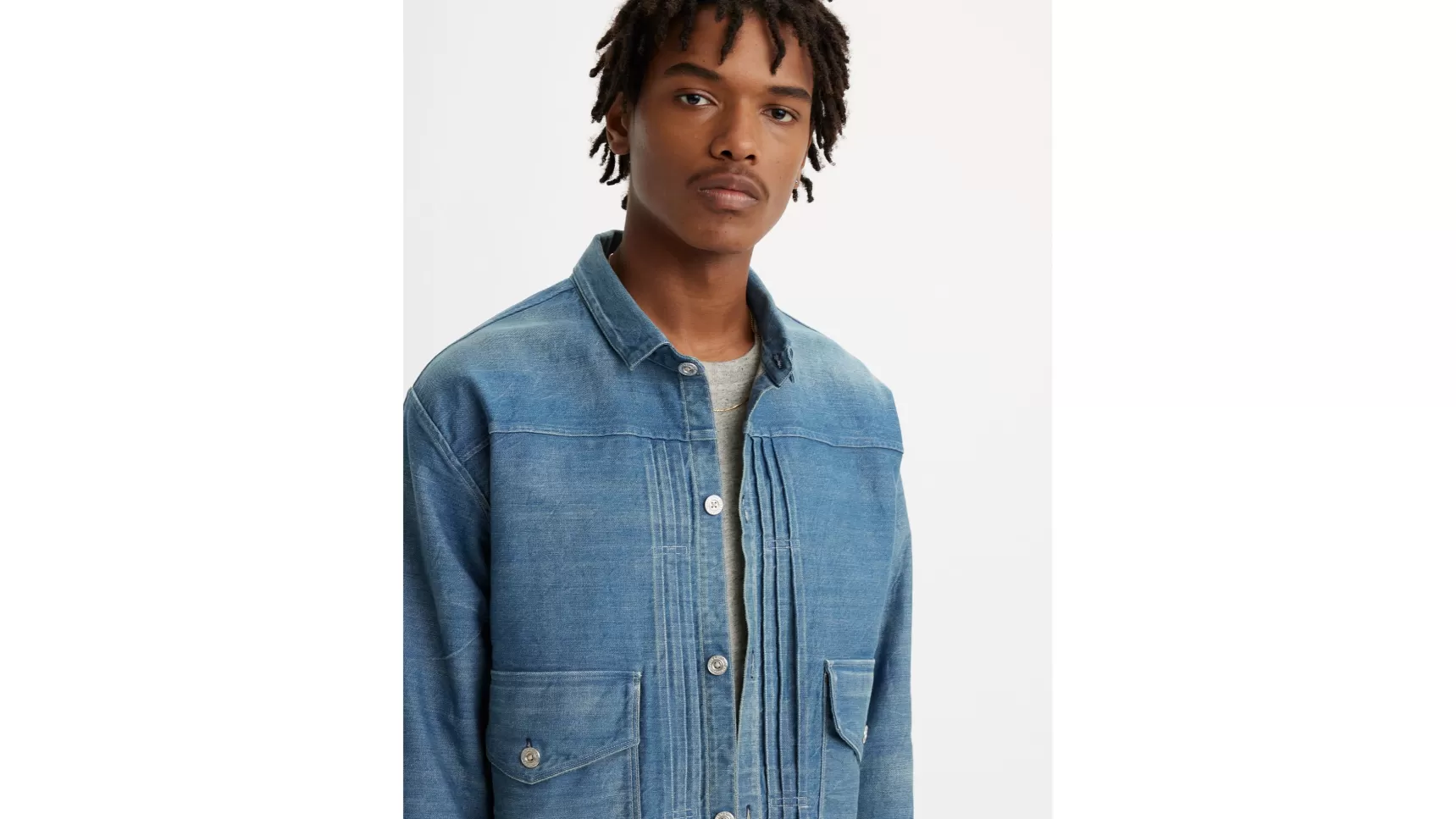 Store ® Vintage Clothing 1879 Pleated Blouse Jack Heren Spijkerjassen & Sherpas