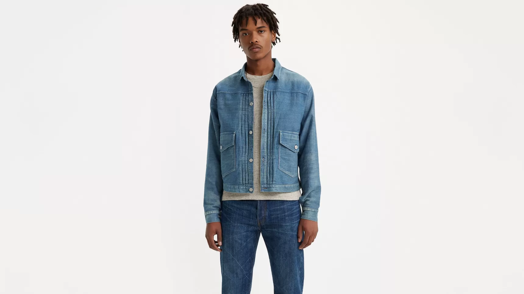 Store ® Vintage Clothing 1879 Pleated Blouse Jack Heren Spijkerjassen & Sherpas
