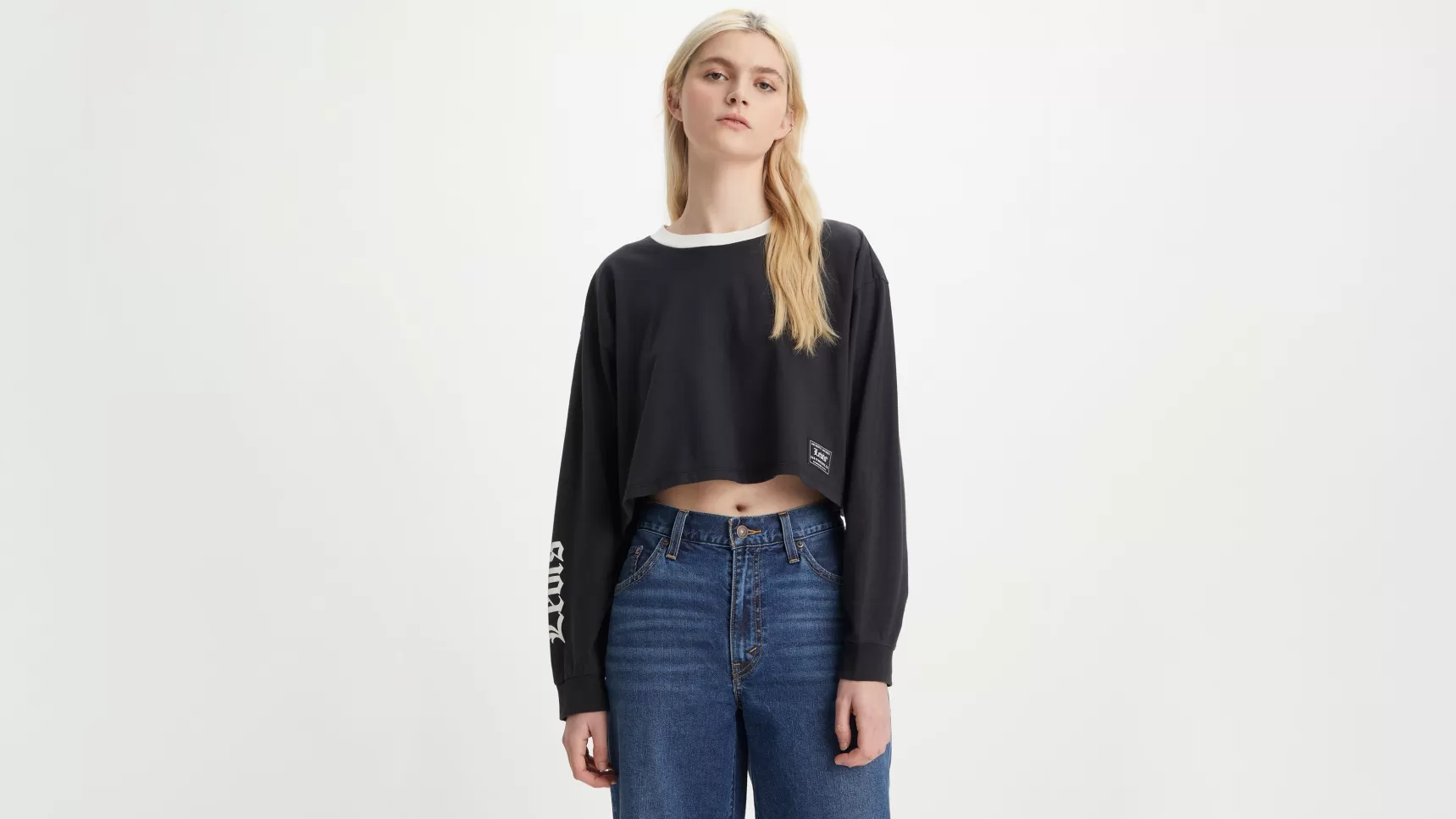 Best Sale Reese Graphic Cropped Sweater Met Lange Mouwen Dames Truien & Sweaters