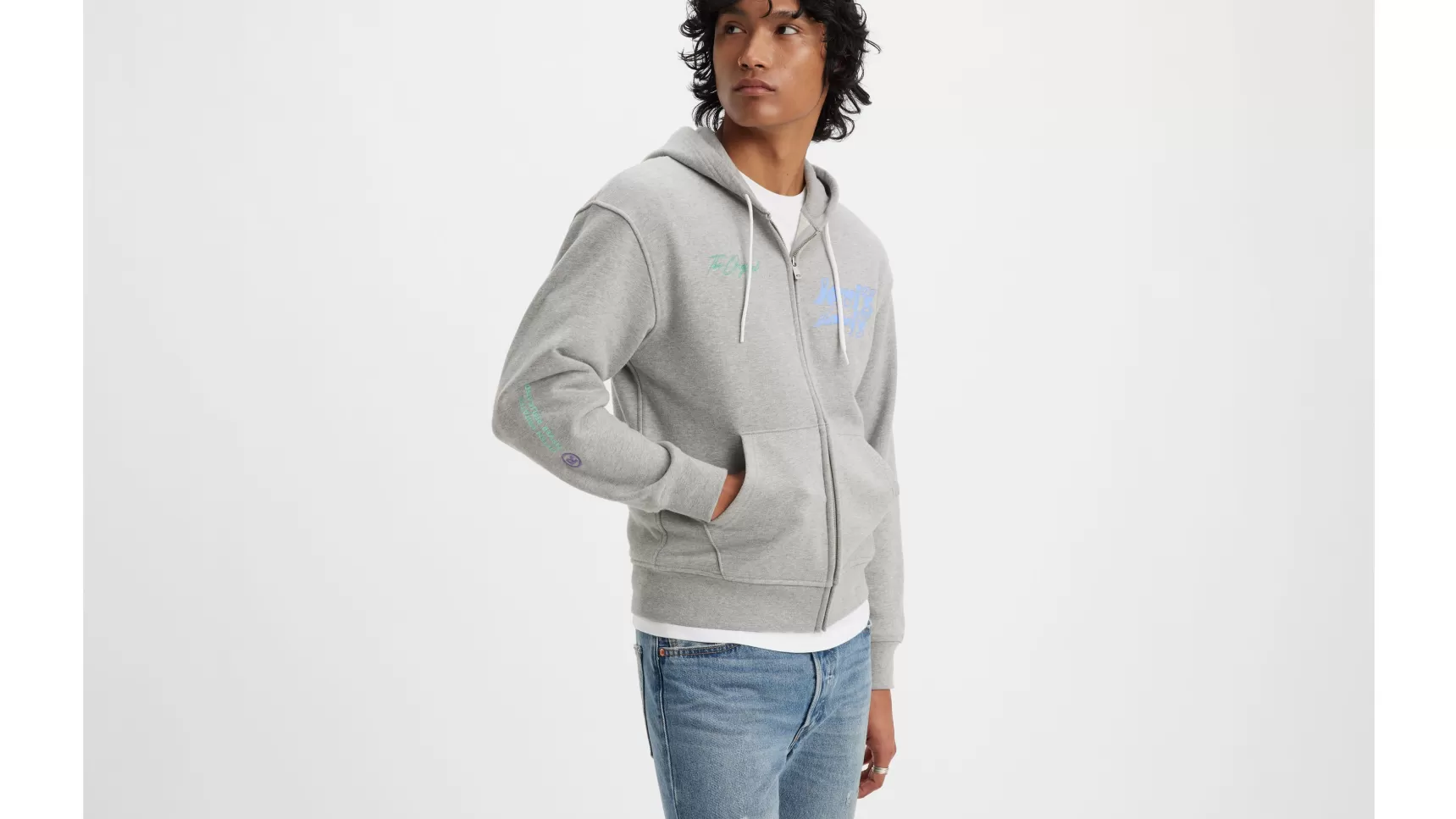 Clearance Relaxed Graphic Hoodie Met Rits Heren Truien & Sweaters