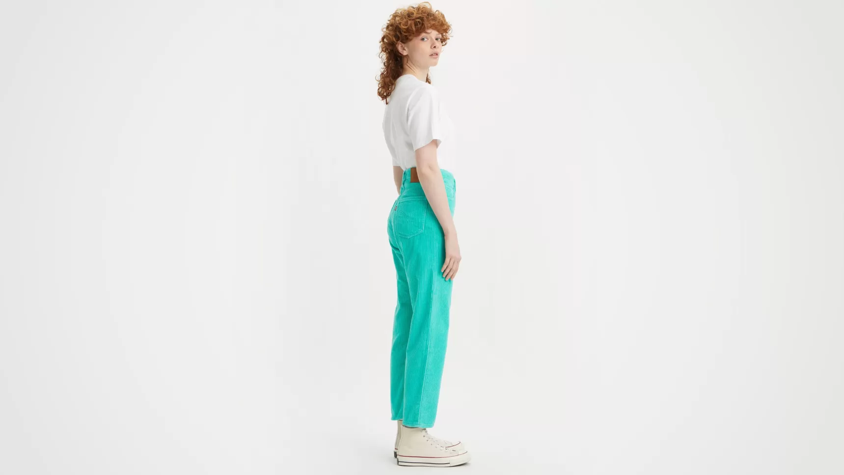 Fashion Ribcage Corduroy Broek Met Rechte Pijpen Tot De Enkel Dames Jeans