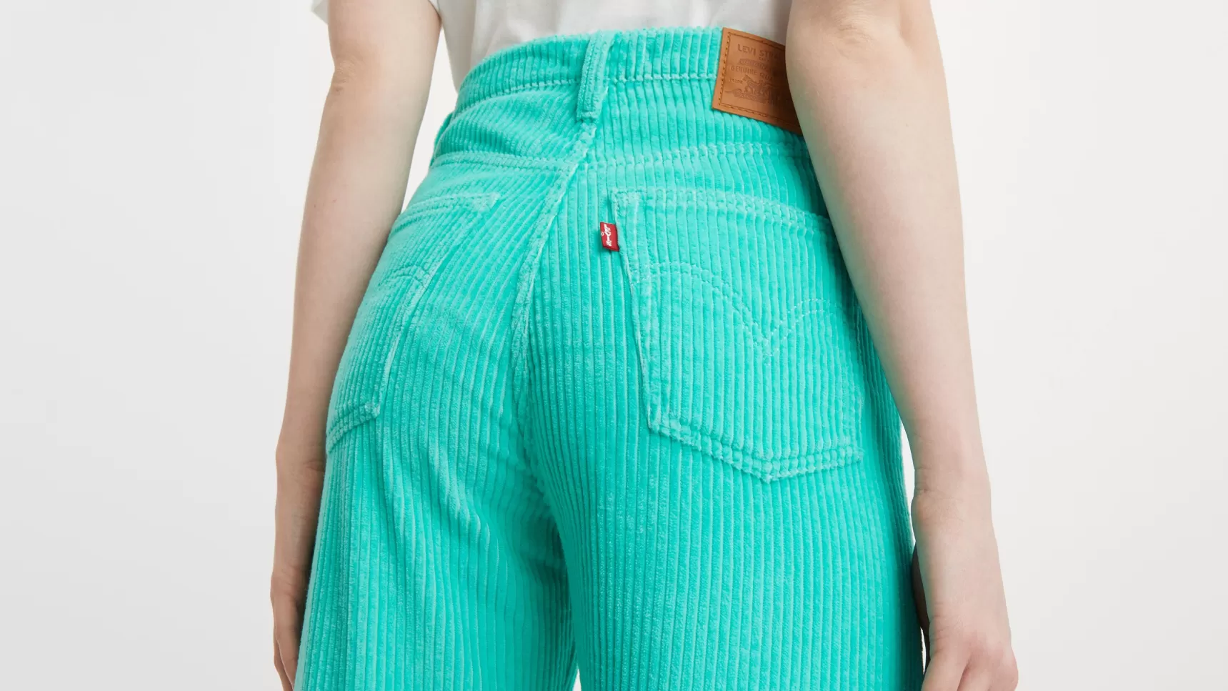 Fashion Ribcage Corduroy Broek Met Rechte Pijpen Tot De Enkel Dames Jeans